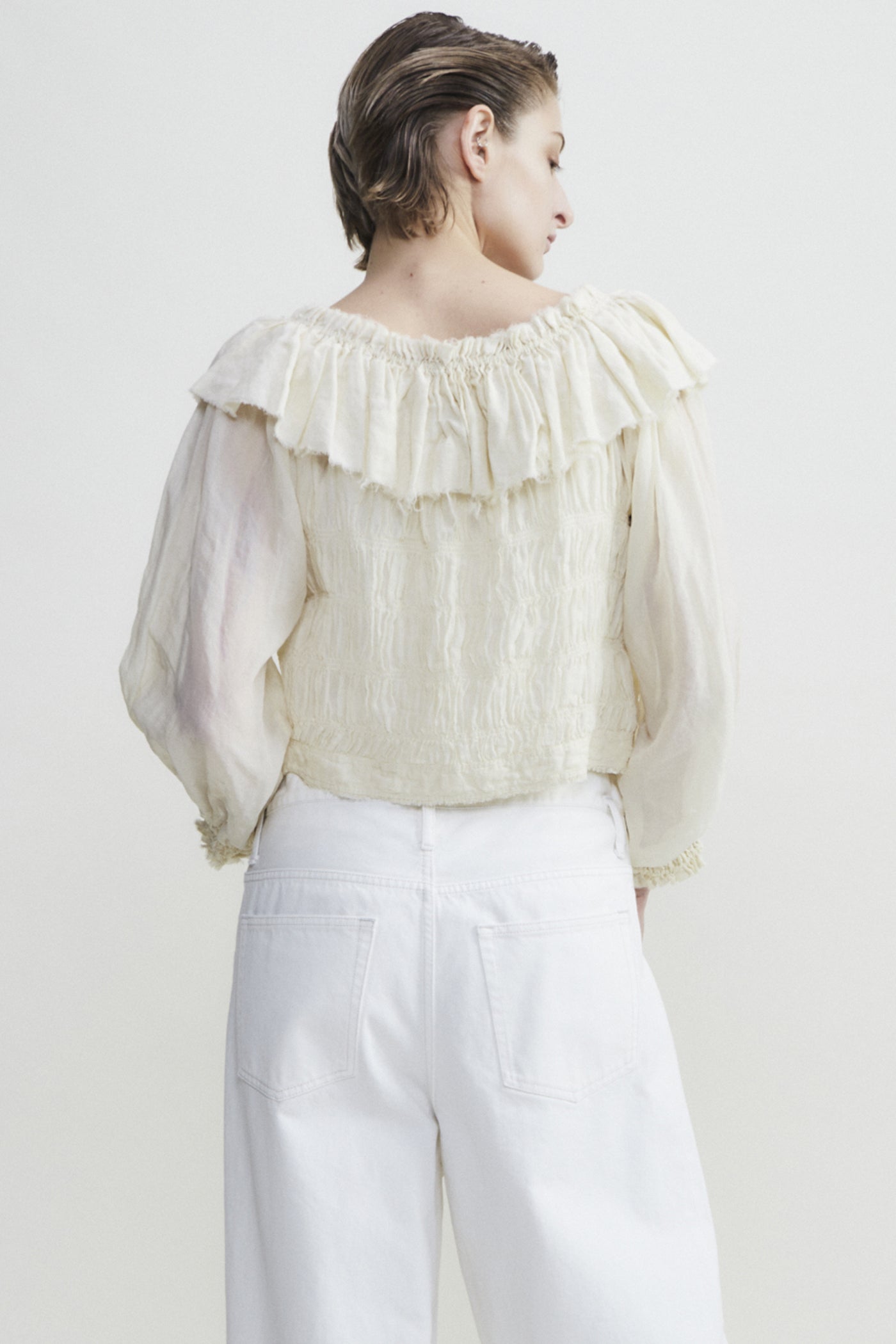 Cotton organdy ruffle shirt（WOMENS ）