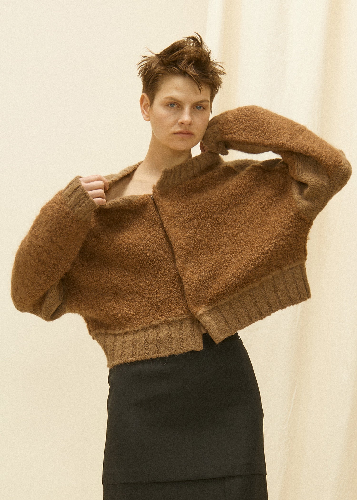【Pre Order】wool alpaca Carly mohair combination 2WAY Knit