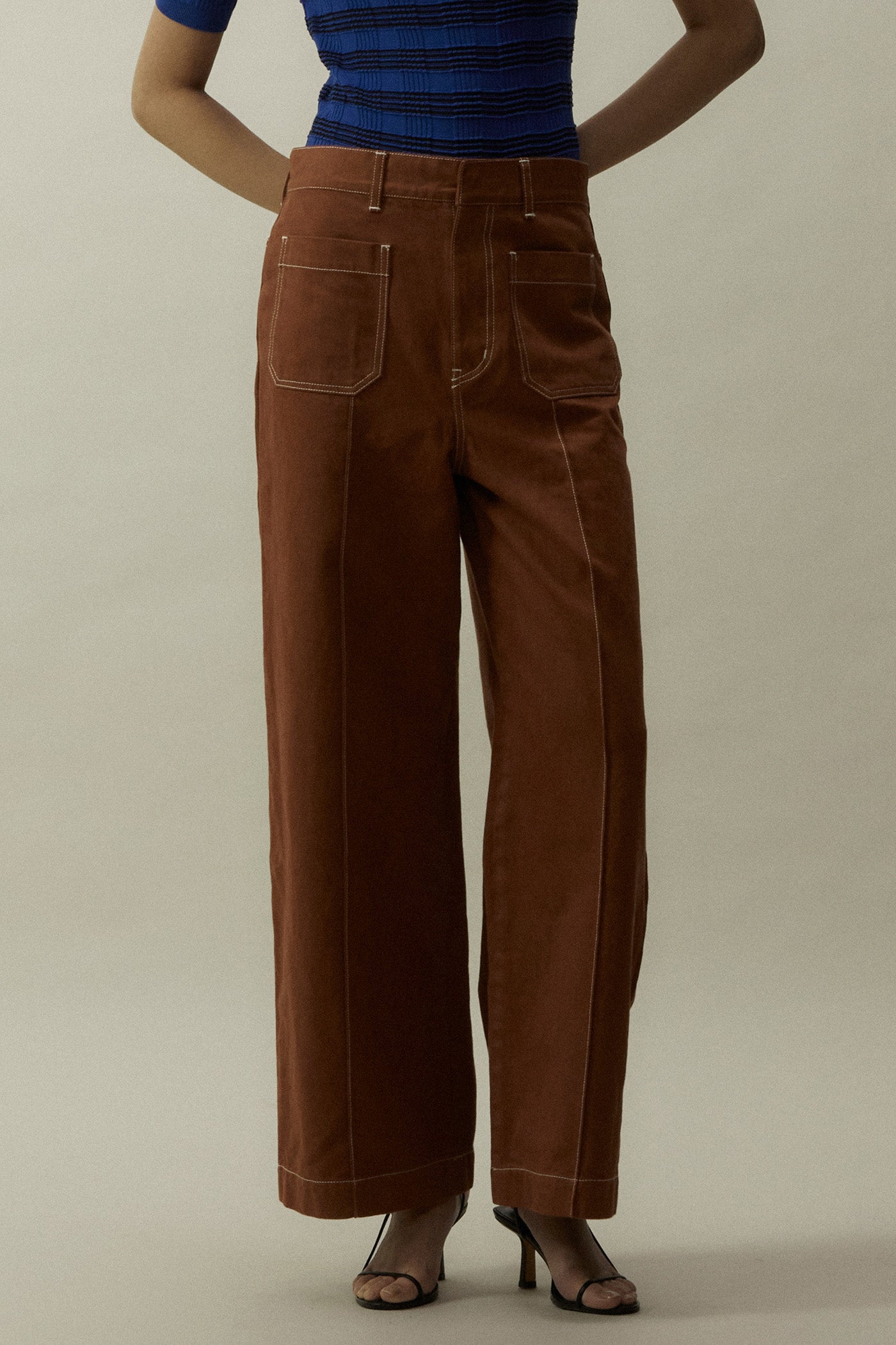Color Denim Baggy Pants