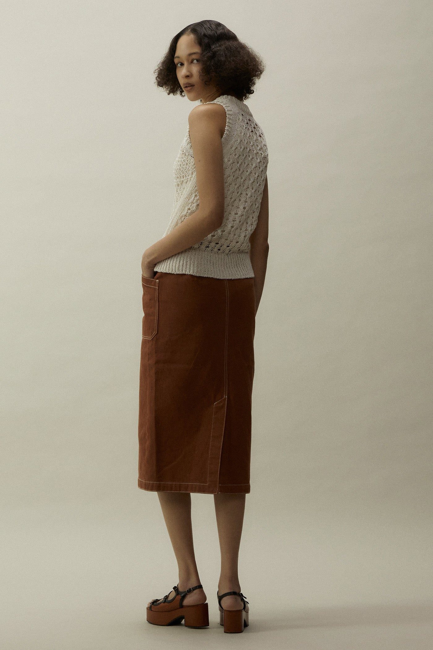 Color Denim Skirt