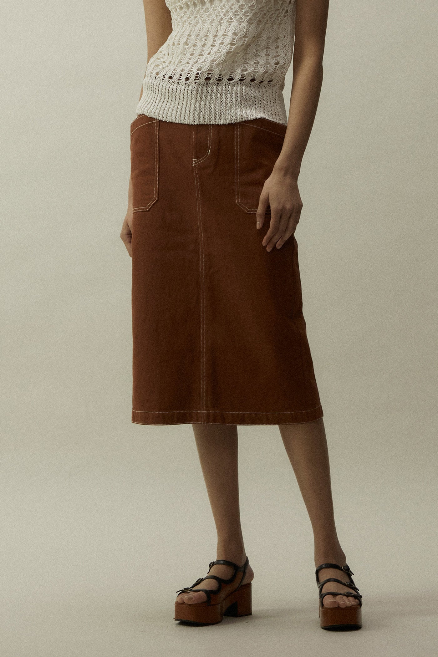 Color Denim Skirt