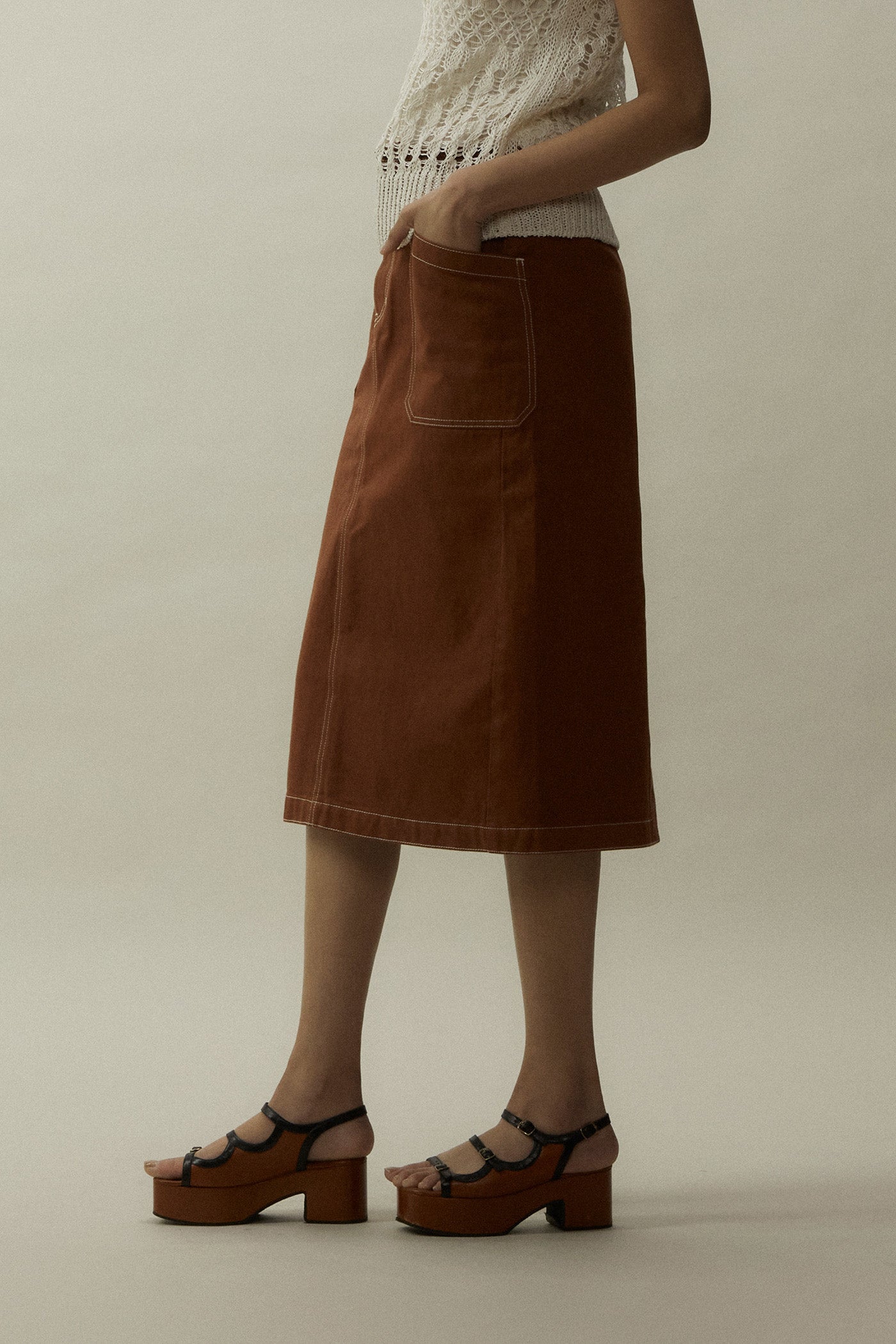 Color Denim Skirt